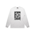 Ron Jude Wrestlers #5 archival halftone print featuring a nearside cradle on white oversized long sleeve t-shirt.